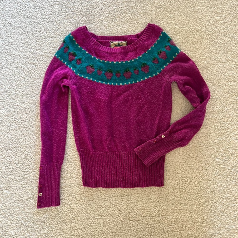 Y2K Urban Outfitters fuchsia strawberry sweater